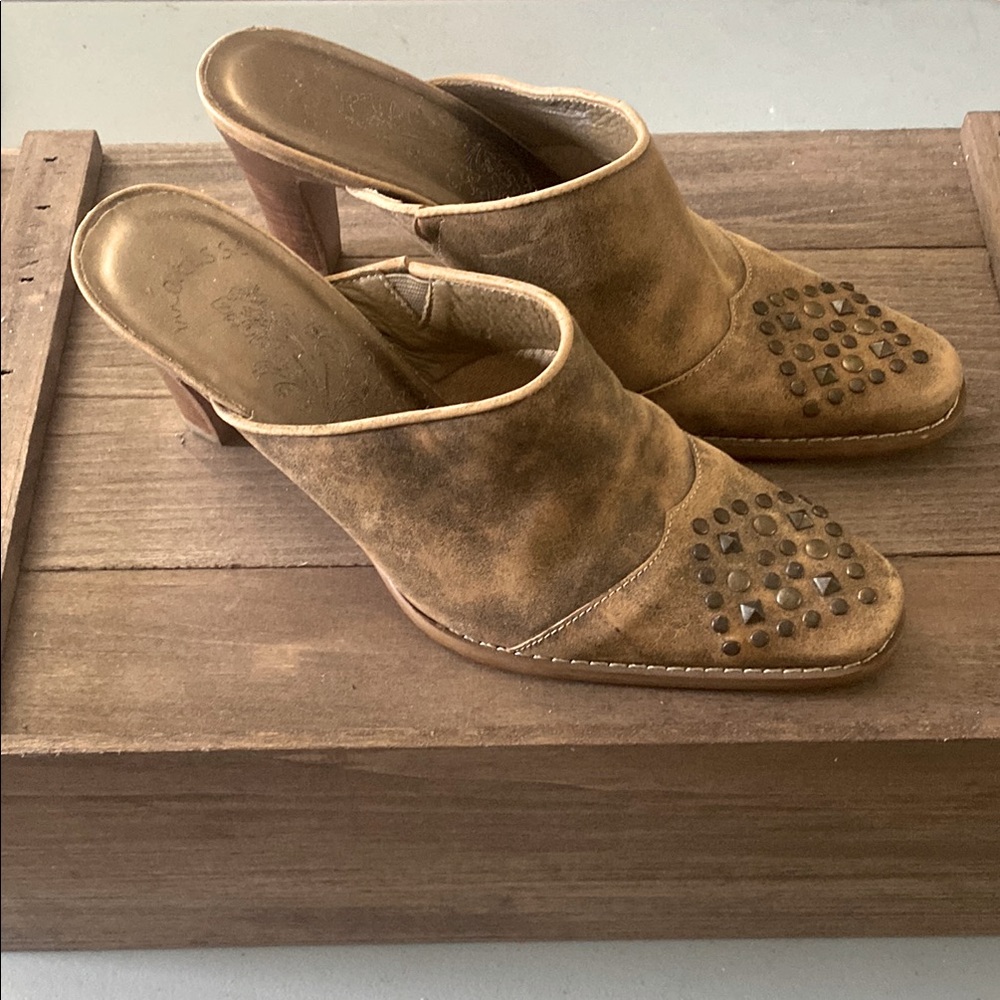 Brown Studded Women's Mules